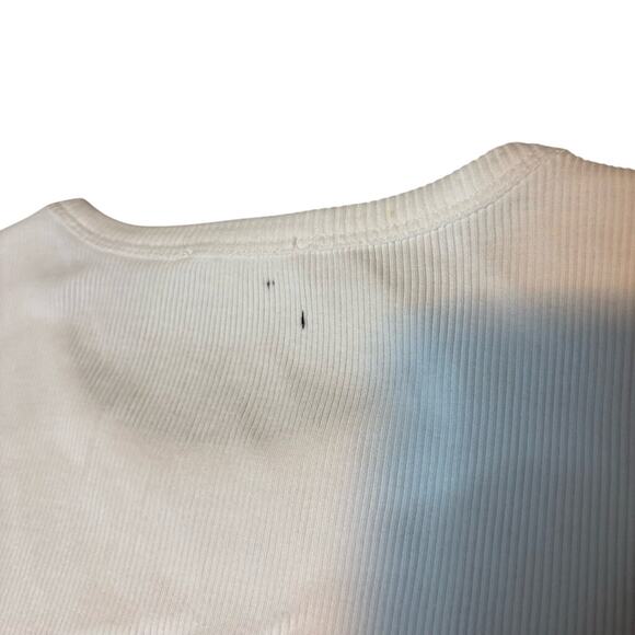 Madewell White Ribbed Puff Sleeve Top Medium Slim Fit Long Sleeve NWT - Picture 10 of 10